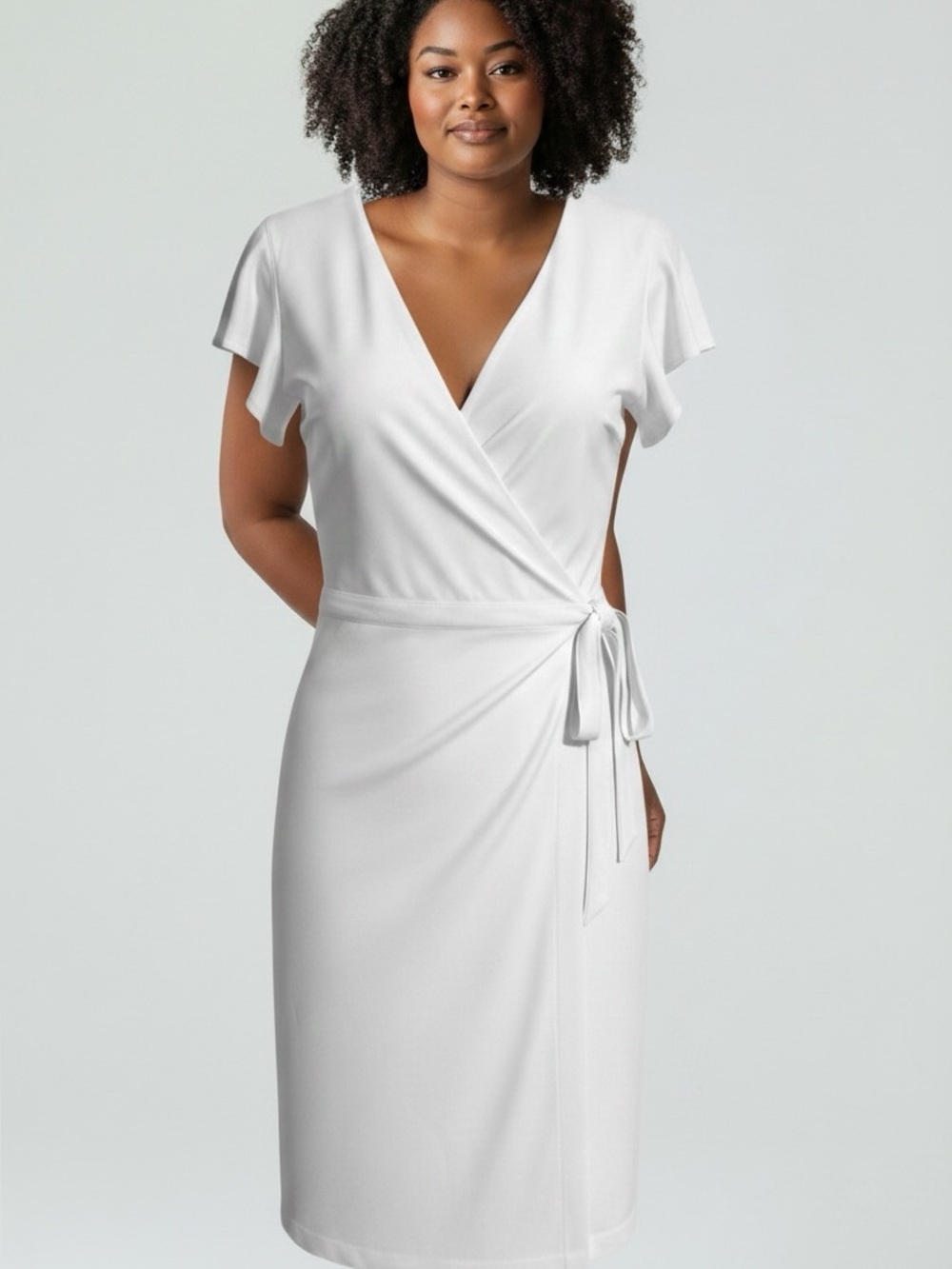 Banana Republic Factory Summer White Split Short Sleeve Wrap Dress NWT SZ 14 T - Picture 11 of 11